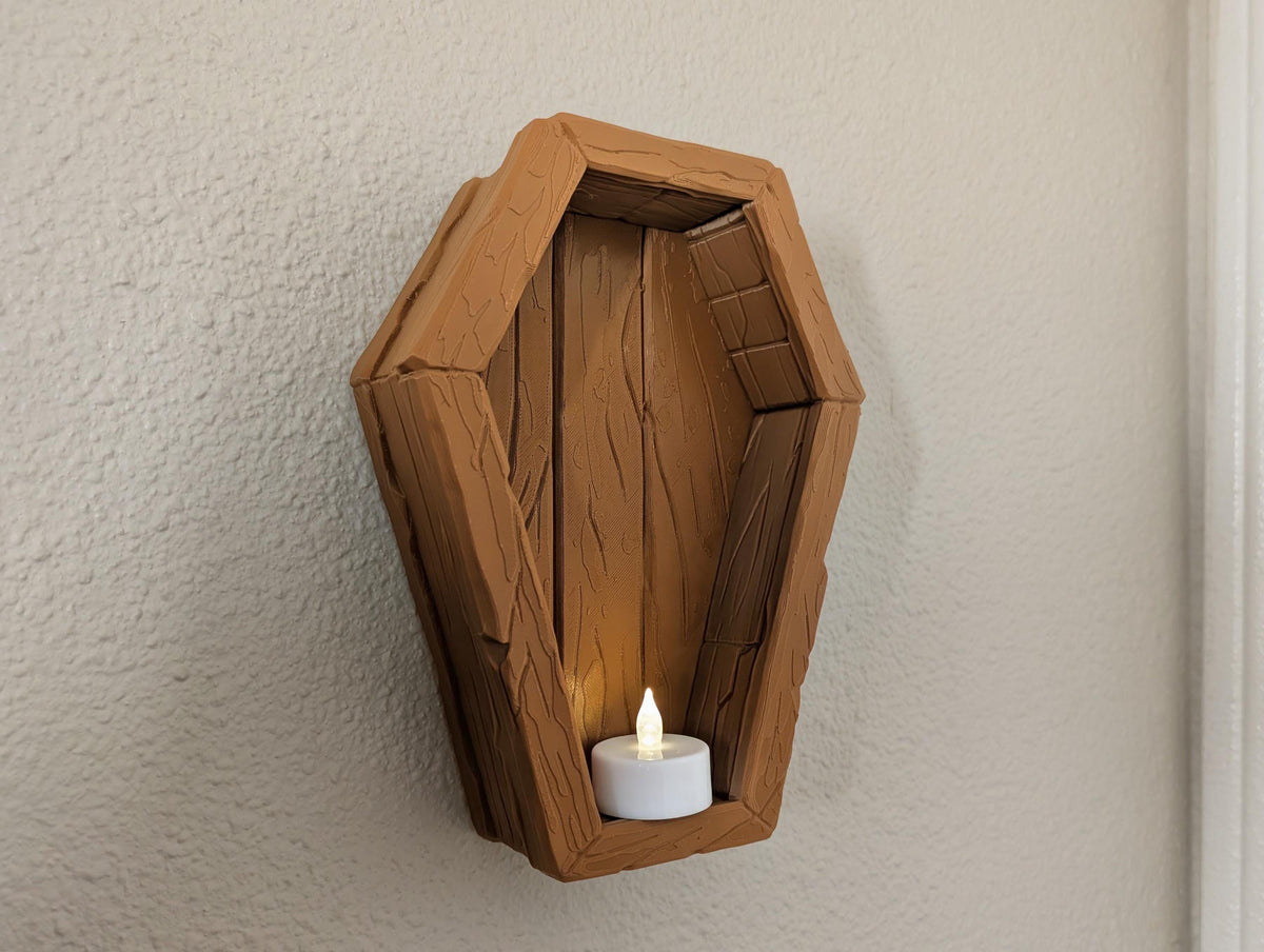 Wooden Coffin Wall Sculpture Gothic Halloween Wall Decor