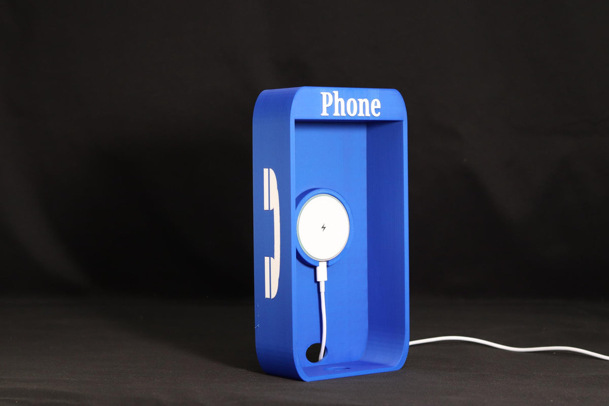 Phone Booth Phone Holder with MagSafe Charger Vintage Desk Stand