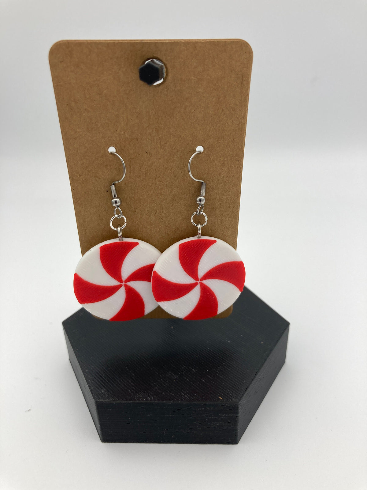 Christmas peppermint earrings 3-D printed