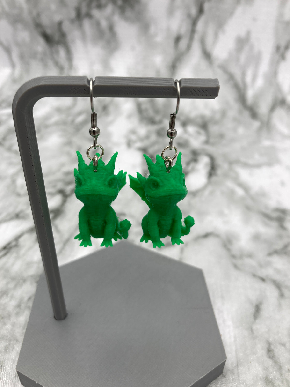 3D Printed Dragon Drop Earrings, Fantasy Jewelry