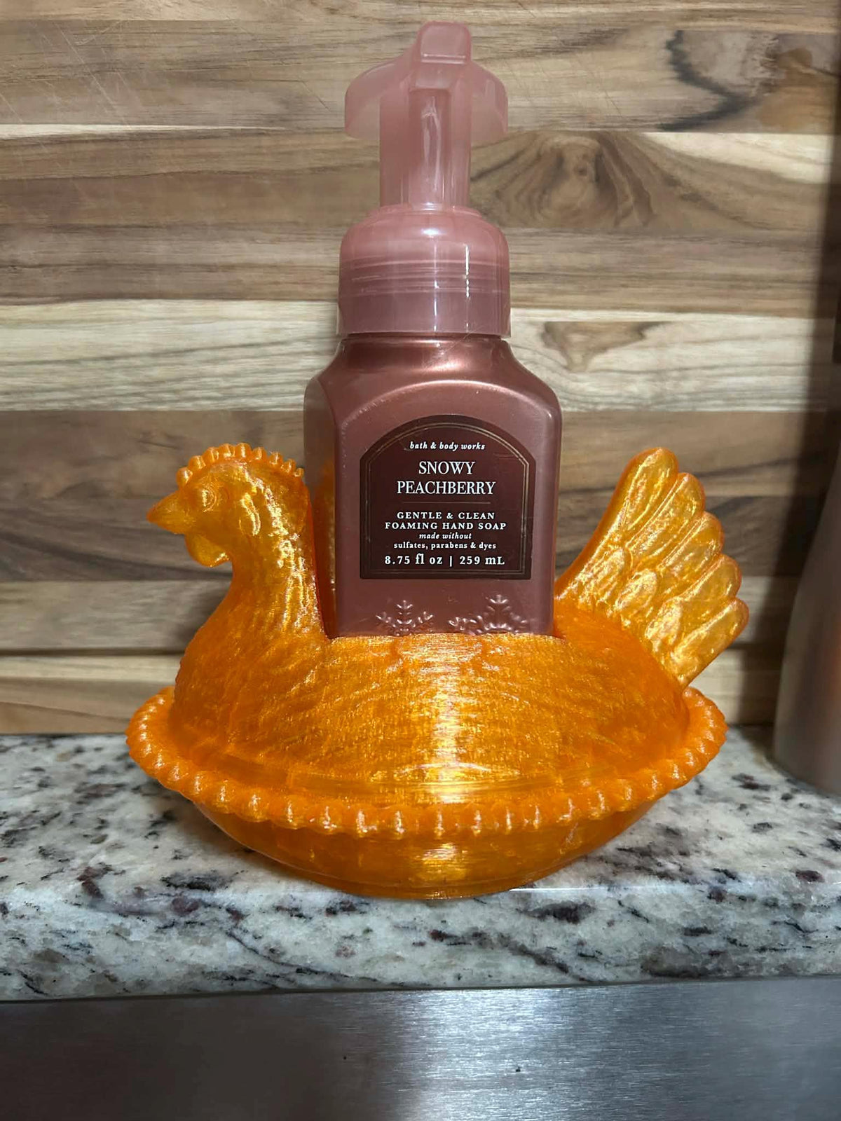 Chicken Dish Soap Holder "Glass" Farm Kitchen Accent