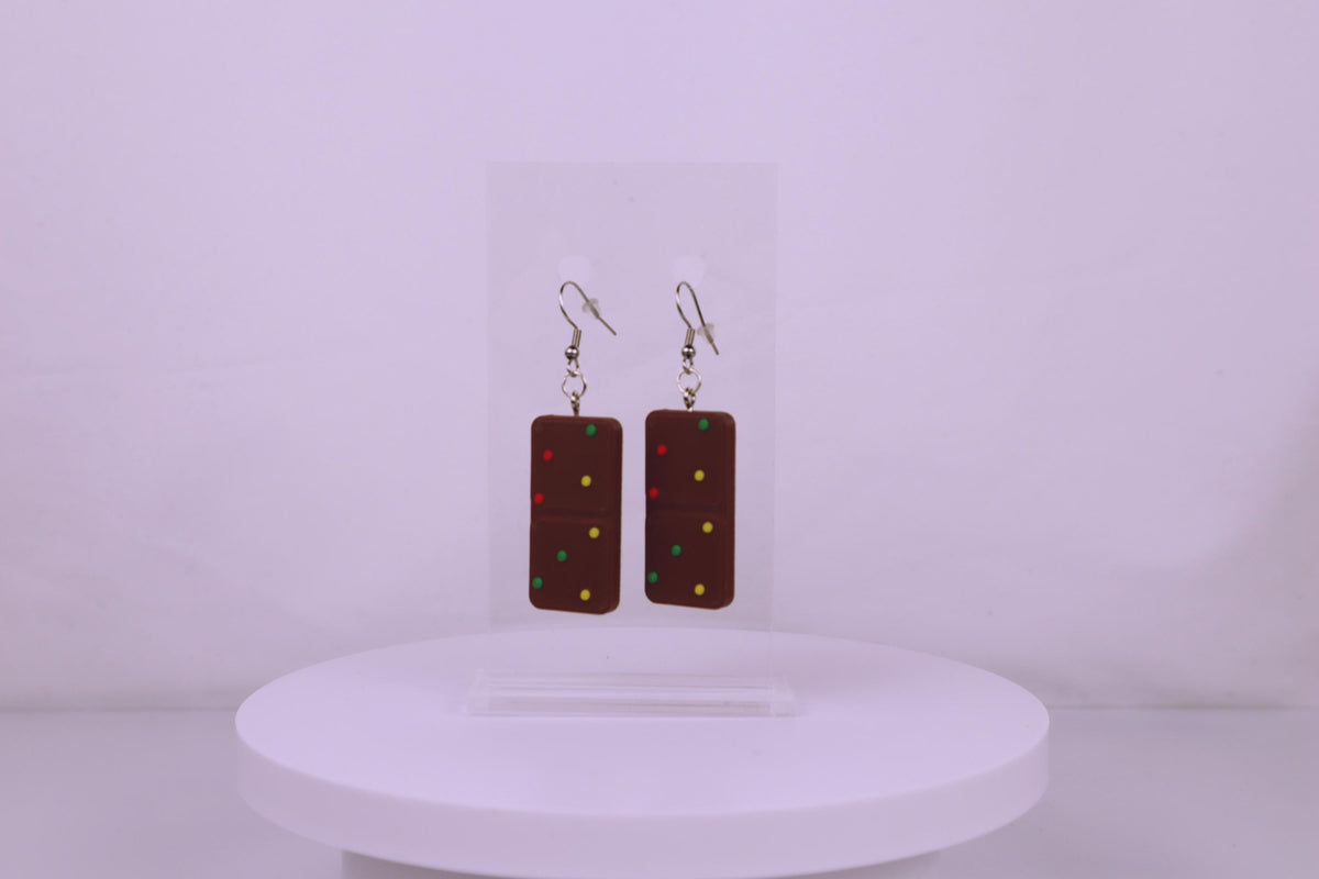 Cosmic Brownie Dangle Earrings: 90s Nostalgic Snack Jewelry