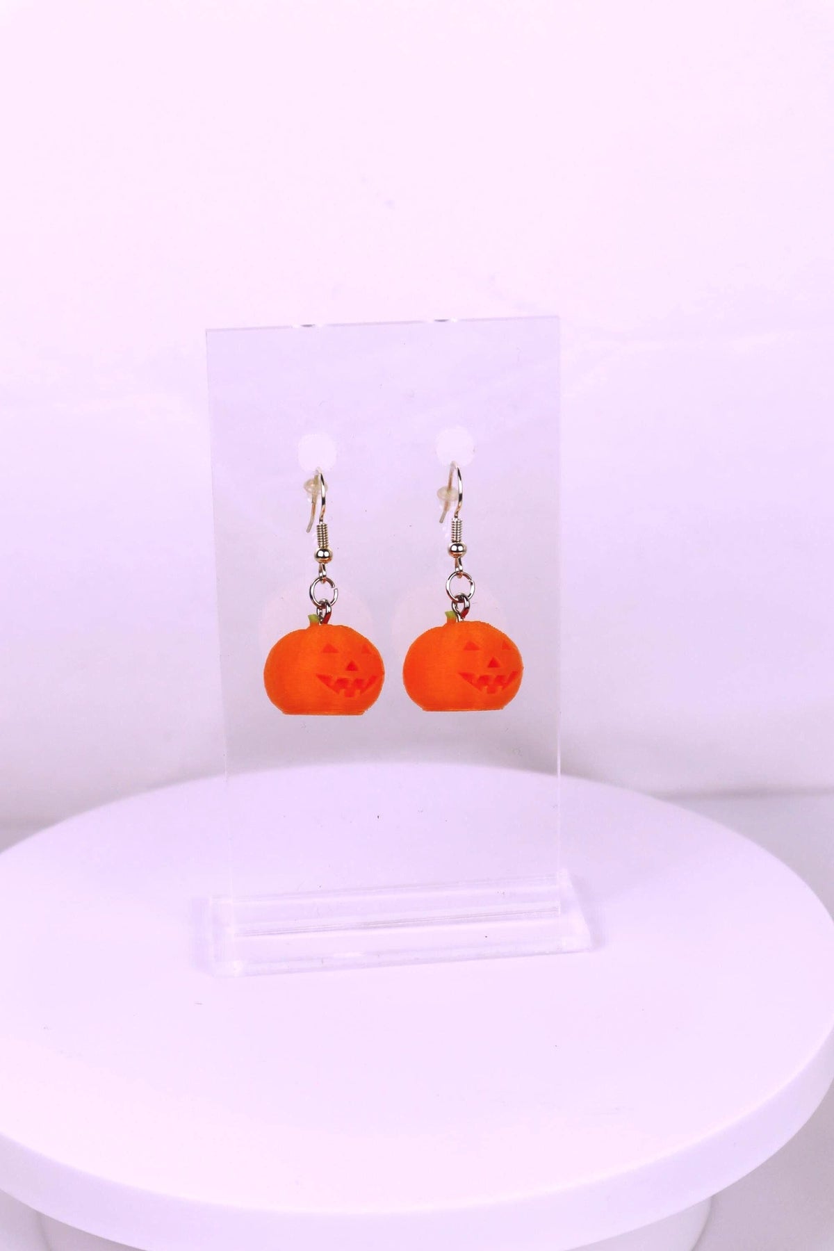 3D Printed Jack-o'-lantern Earrings, Spooky Halloween Jewelry