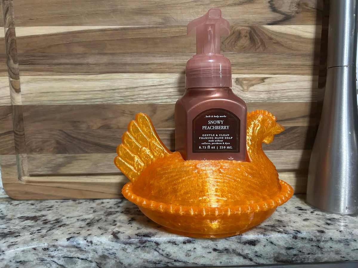 Chicken Dish Soap Holder "Glass" Farm Kitchen Accent