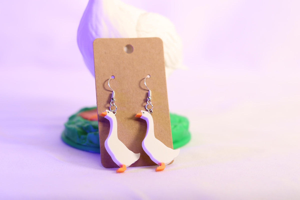 Handmade Goose Earrings, Cute Bird Animal Jewelry Gift