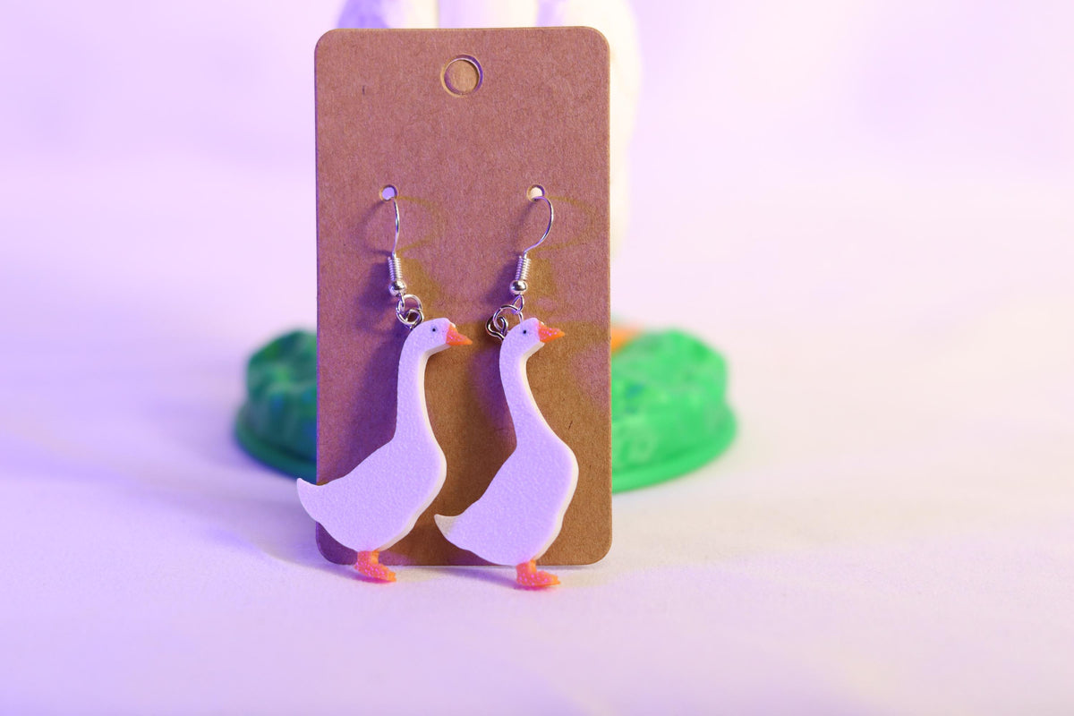 Handmade Goose Earrings, Cute Bird Animal Jewelry Gift
