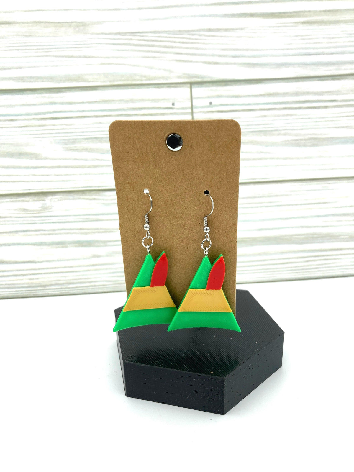 Buddy the Elf Hat Earrings, 3D Printed Christmas Jewelry