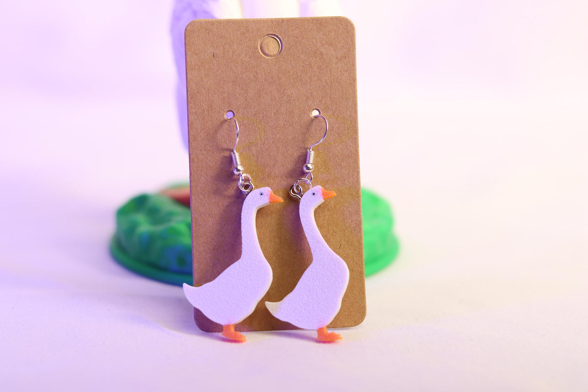 Handmade Goose Earrings, Cute Bird Animal Jewelry Gift