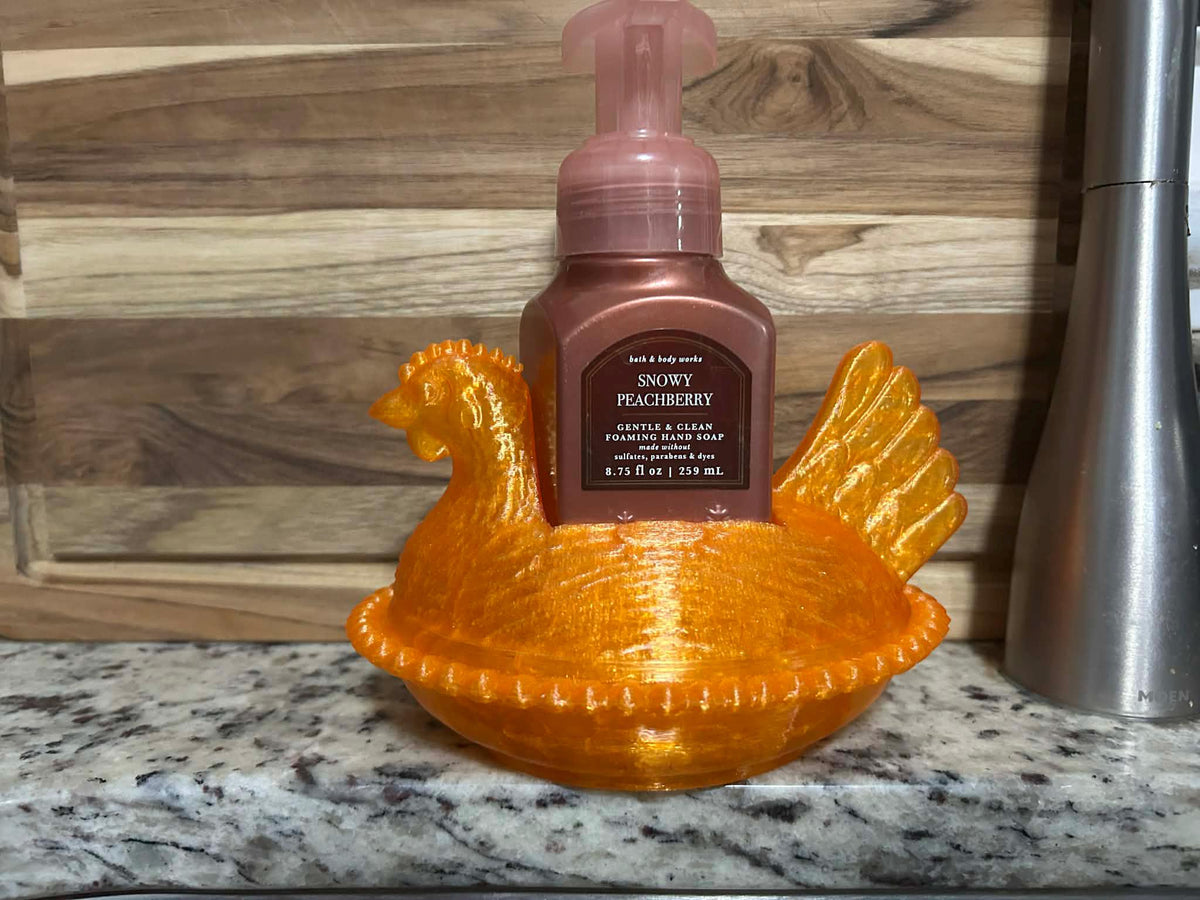 Chicken Dish Soap Holder "Glass" Farm Kitchen Accent