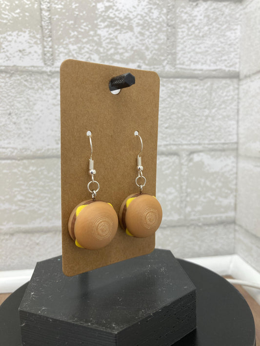 Cheeseburger Dangle Earrings, Fun Foodie Jewelry