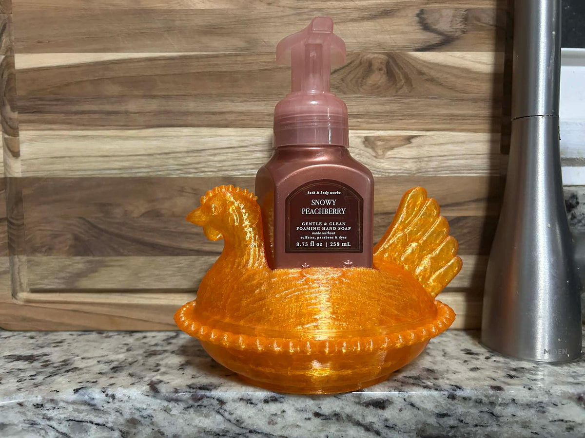 Chicken Dish Soap Holder "Glass" Farm Kitchen Accent