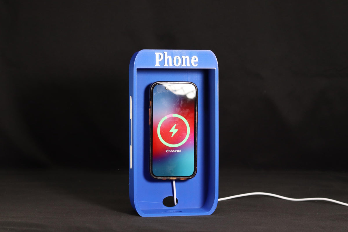 Phone Booth Phone Holder with MagSafe Charger Vintage Desk Stand