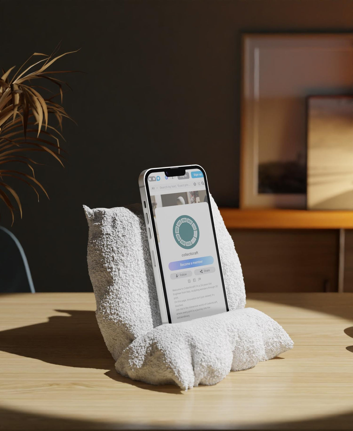 Cozy Pillow Smartphone Holder Hands-Free Phone Stand Mobile Device Rest Perfect for Bed Couch or Desk