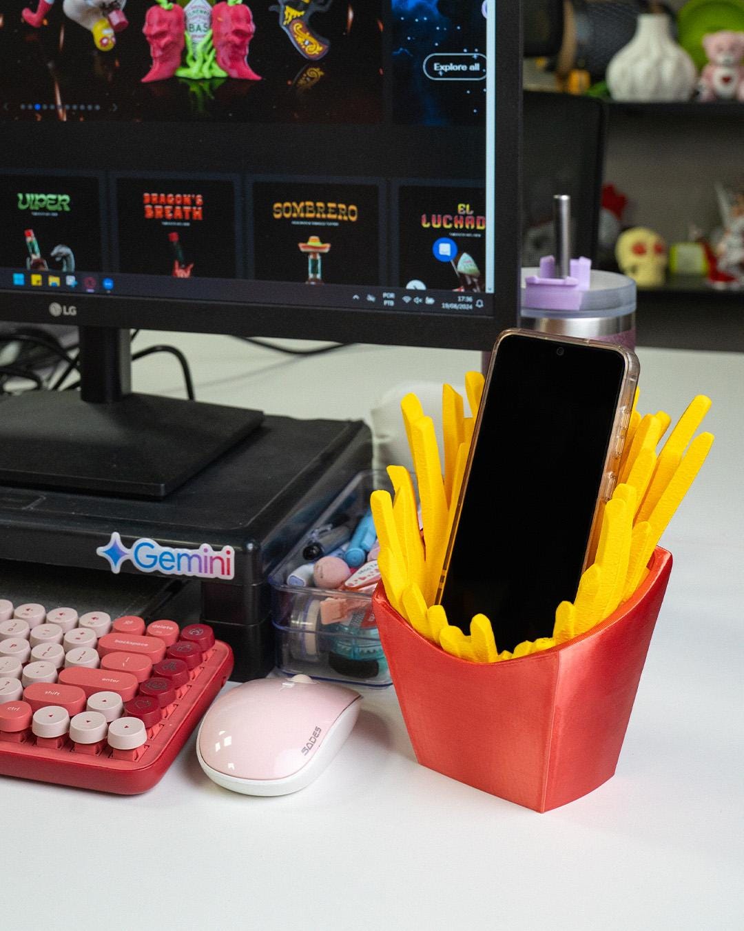 French Fry Phone Holder: Quirky Desk Accessory, Food Lover Gift