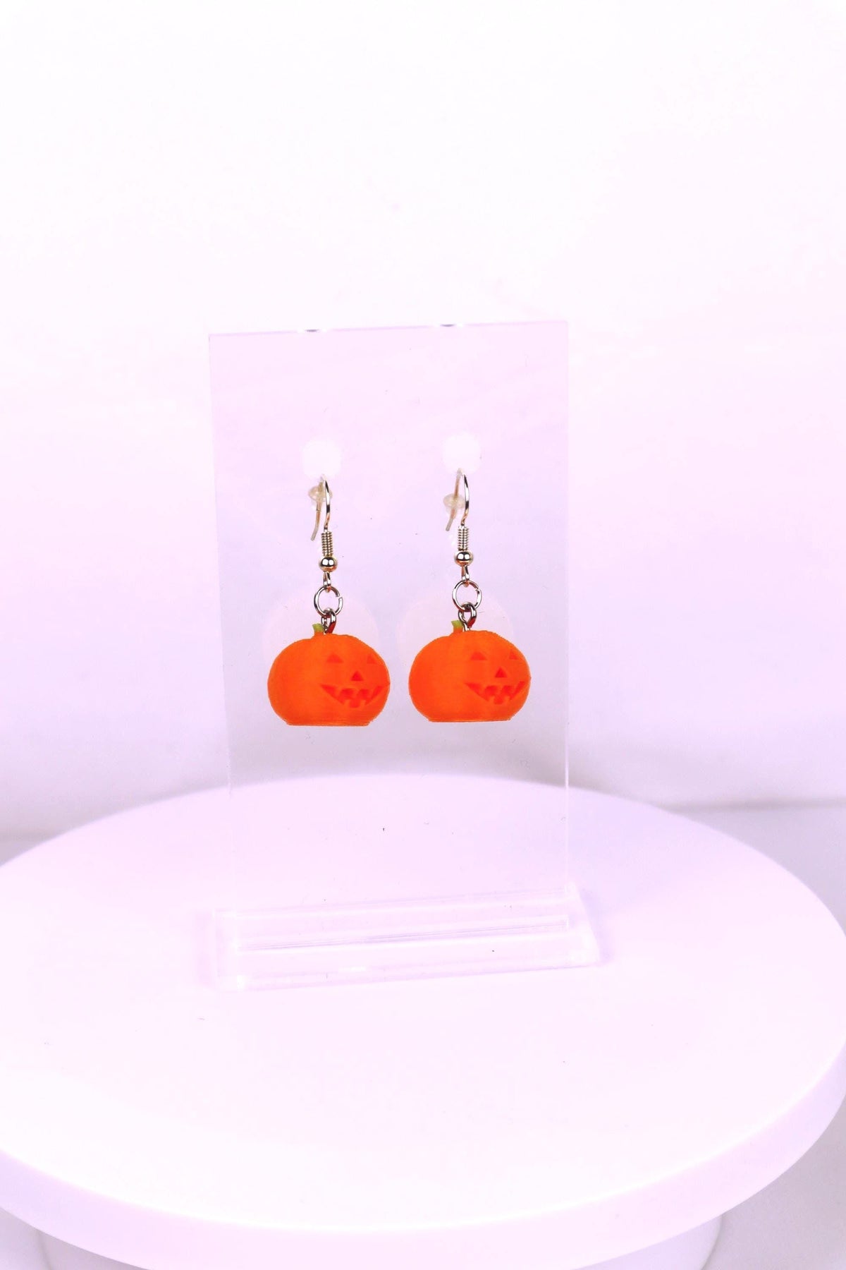 3D Printed Jack-o'-lantern Earrings, Spooky Halloween Jewelry