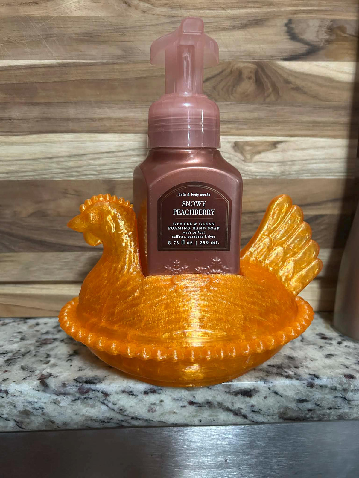 Chicken Dish Soap Holder "Glass" Farm Kitchen Accent