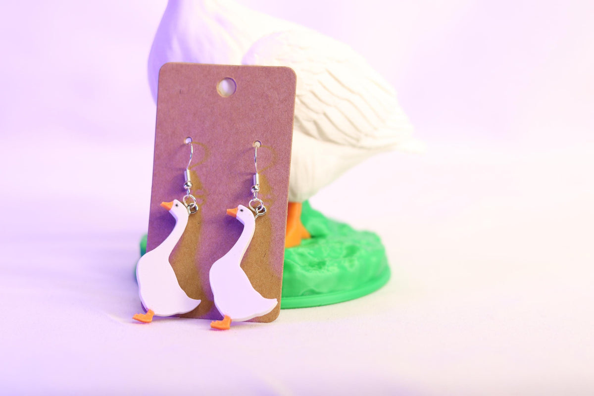 Handmade Goose Earrings, Cute Bird Animal Jewelry Gift
