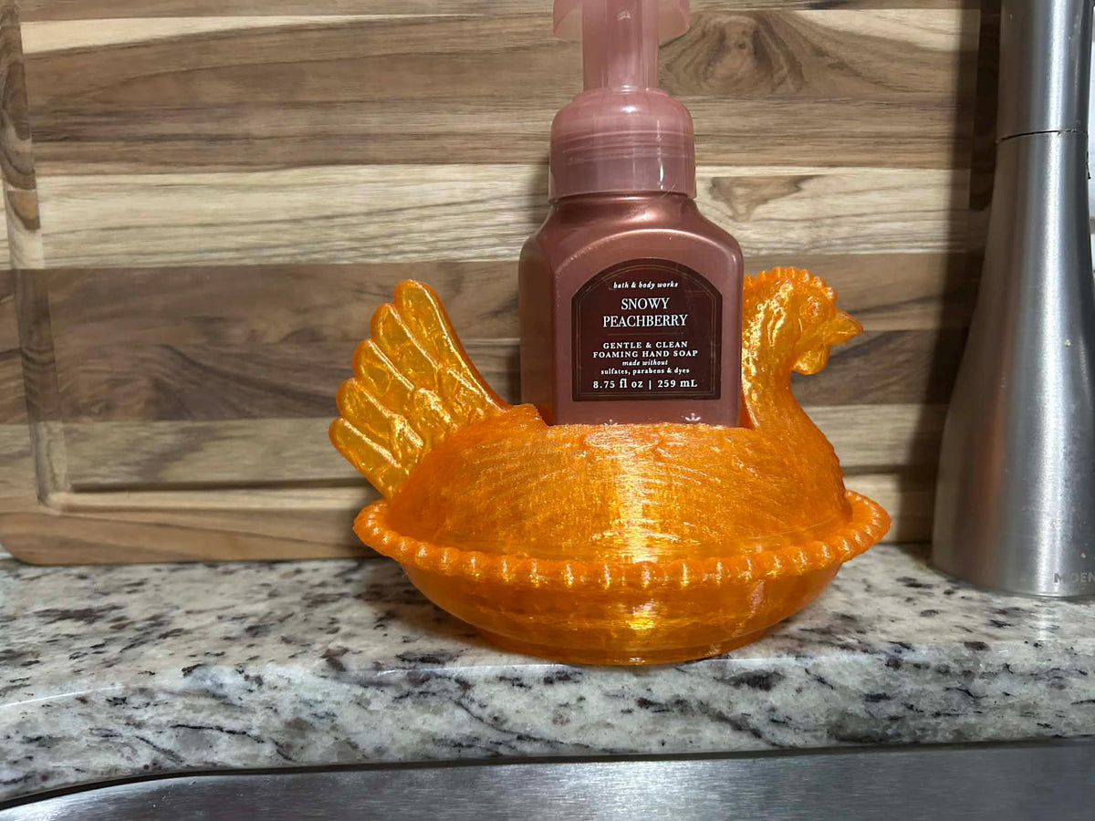 Chicken Dish Soap Holder "Glass" Farm Kitchen Accent