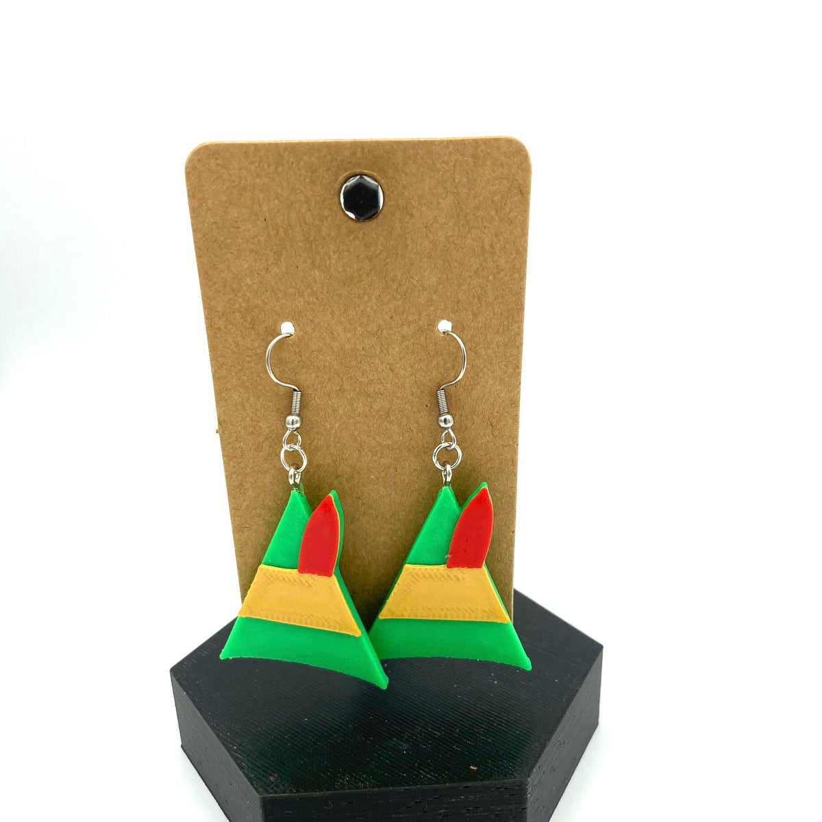 Buddy the Elf Hat Earrings, 3D Printed Christmas Jewelry