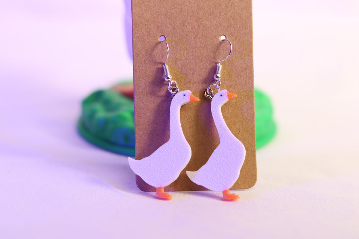 Handmade Goose Earrings, Cute Bird Animal Jewelry Gift