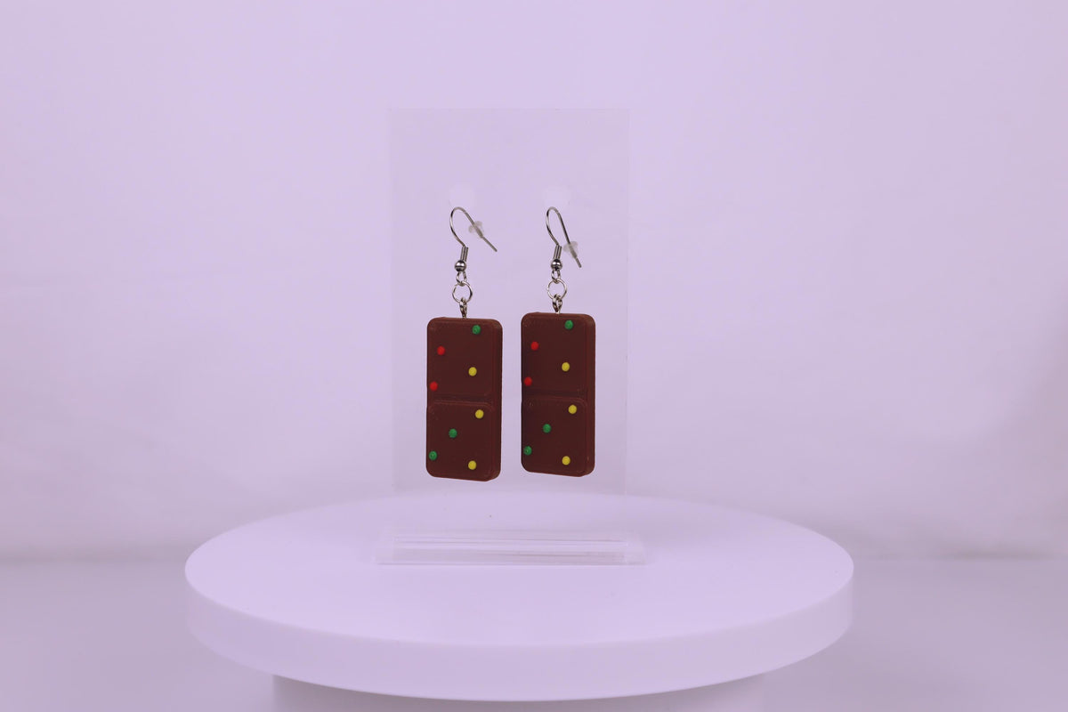Cosmic Brownie Dangle Earrings: 90s Nostalgic Snack Jewelry
