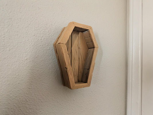 Wooden Coffin Wall Sculpture Gothic Halloween Wall Decor