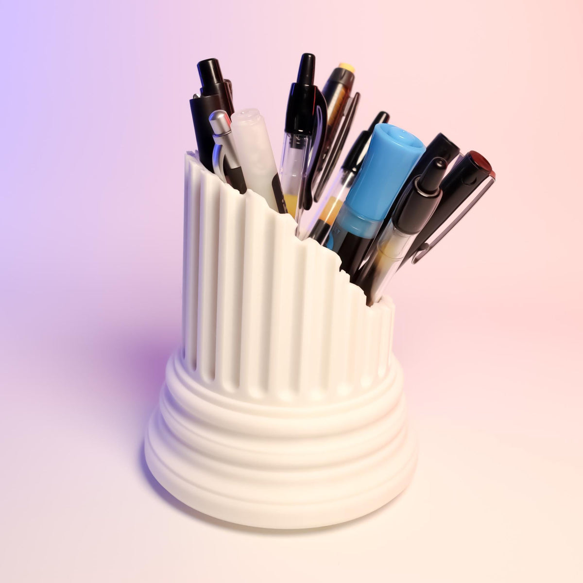 Broken Roman Pillar Container: Unique Desk Organizer, Classical Decor Accent