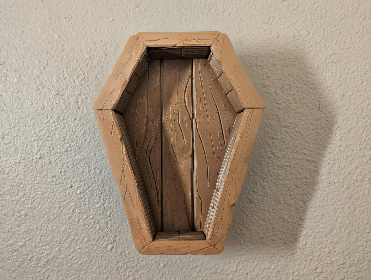Wooden Coffin Wall Sculpture Gothic Halloween Wall Decor