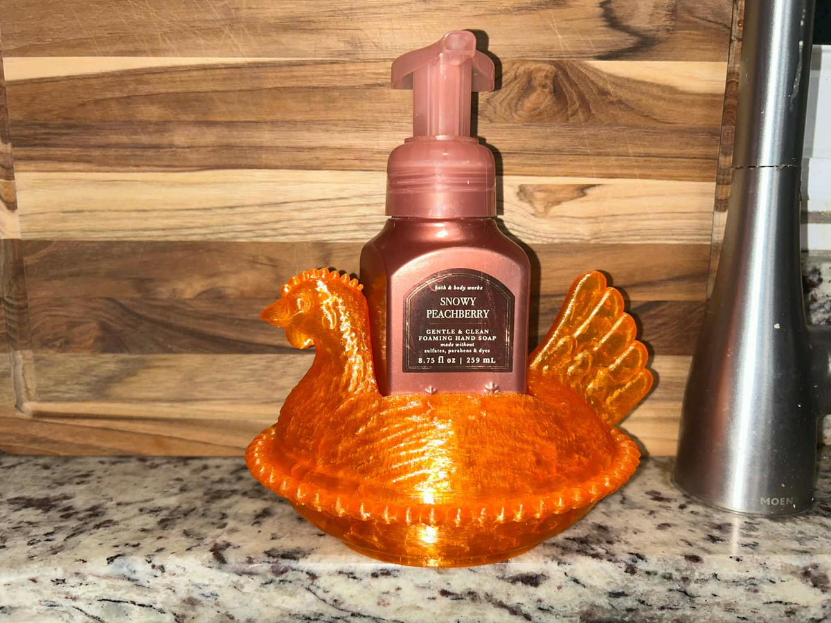 Chicken Dish Soap Holder "Glass" Farm Kitchen Accent