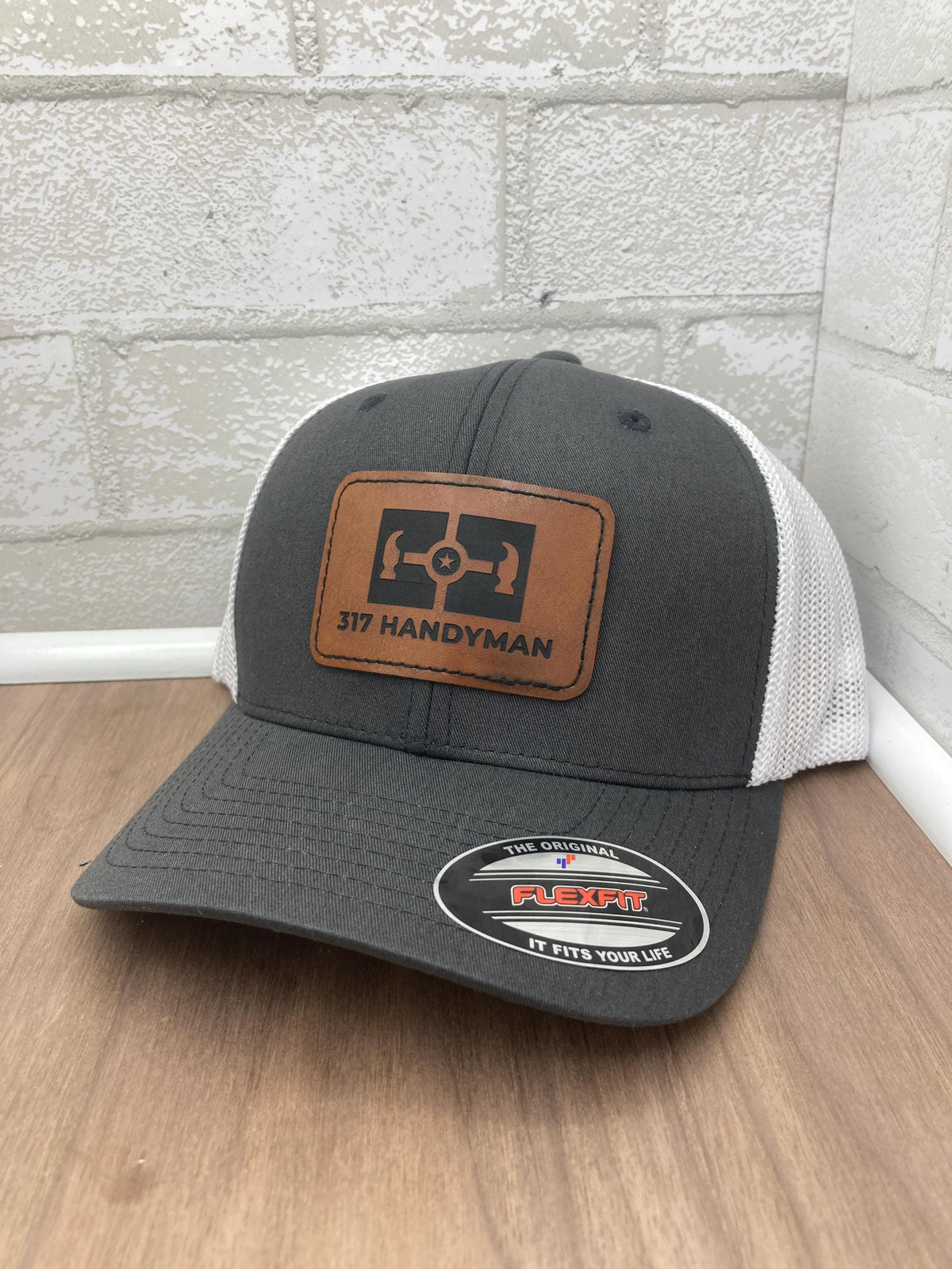 Custom Flexfit 110 Trucker Hat with Faux Leather Logo Patch