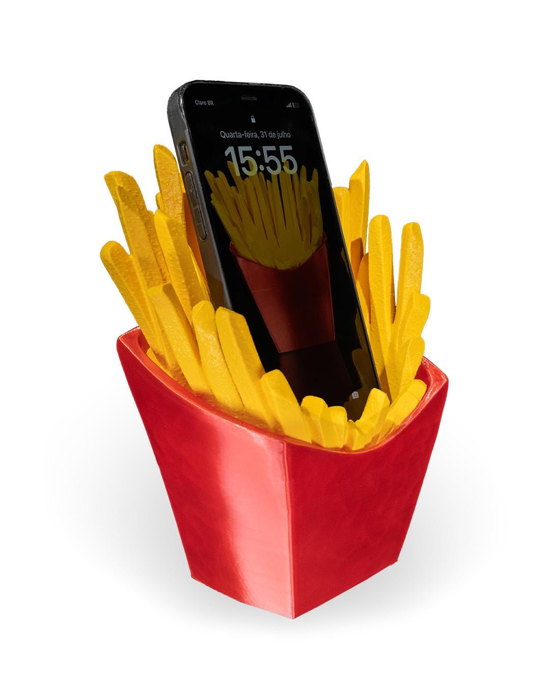 French Fry Phone Holder Fun Desk Accessory Unique Phone Stand Perfect for Food Lovers Quirky Office Decor Gift for Fast Food Fans