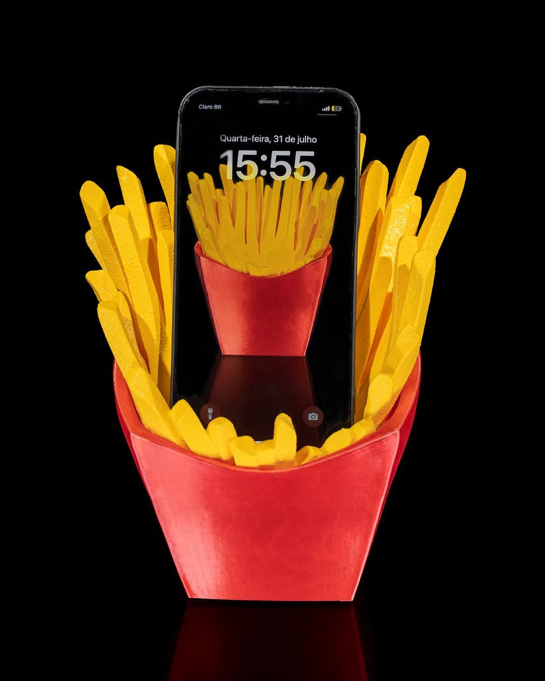 French Fry Phone Holder Fun Desk Accessory Unique Phone Stand Perfect for Food Lovers Quirky Office Decor Gift for Fast Food Fans