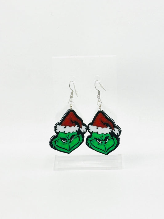 Grinch Earrings Christmas Jewelry Fun Holiday Accessory Unique Handmade Gift for Grinch Fans Festive Green Earrings Holiday Spirit Decor