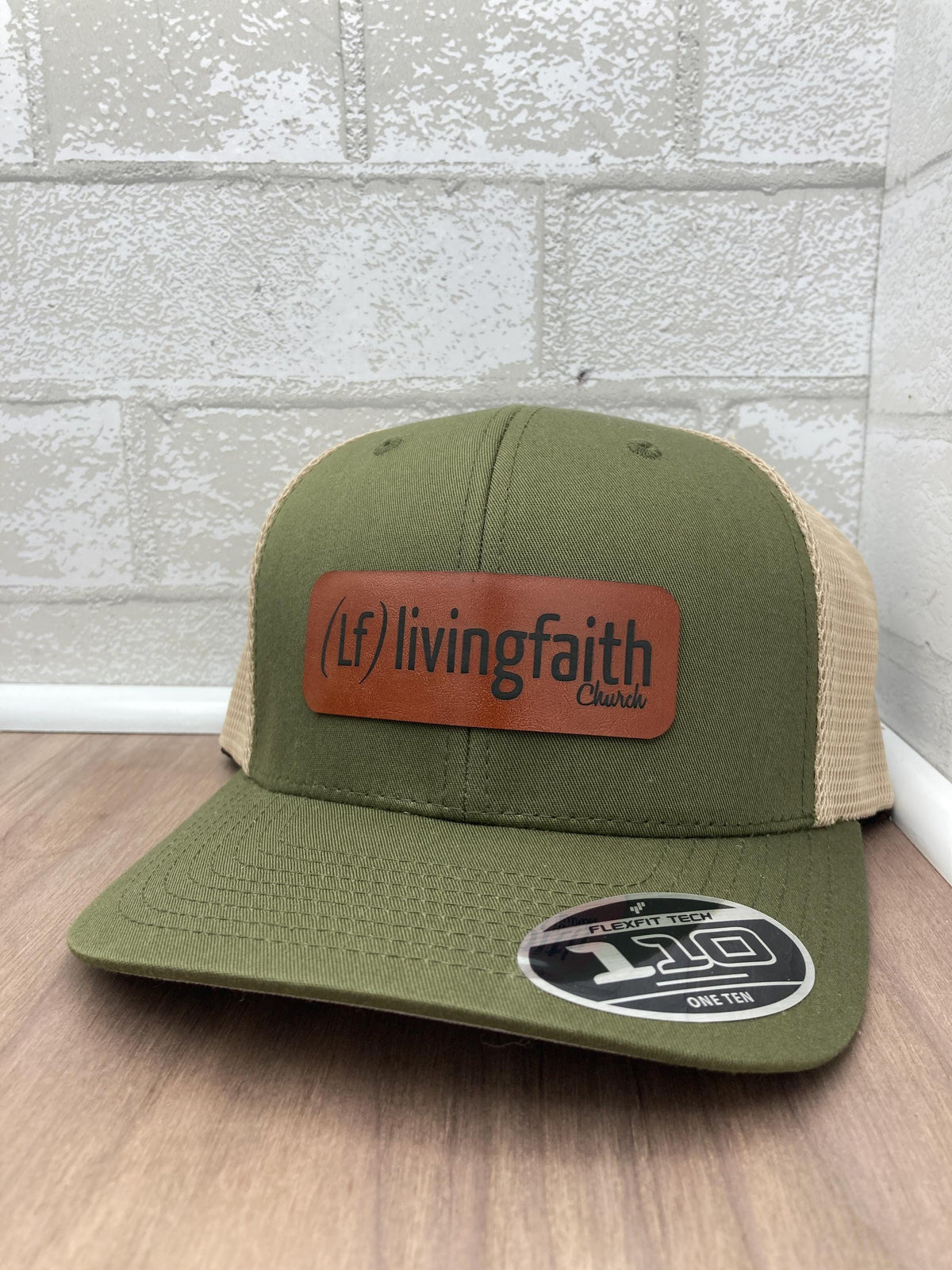 Custom Flexfit 110 Trucker Hat with Faux Leather Logo Patch