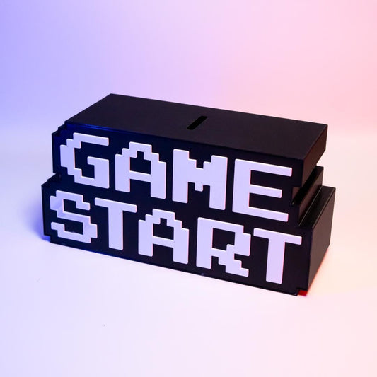 Game Start Piggy Bank Retro Gaming-Themed Savings Bank Fun Desk Decor Perfect Gift for Gamers Unique Arcade Style Coin Bank