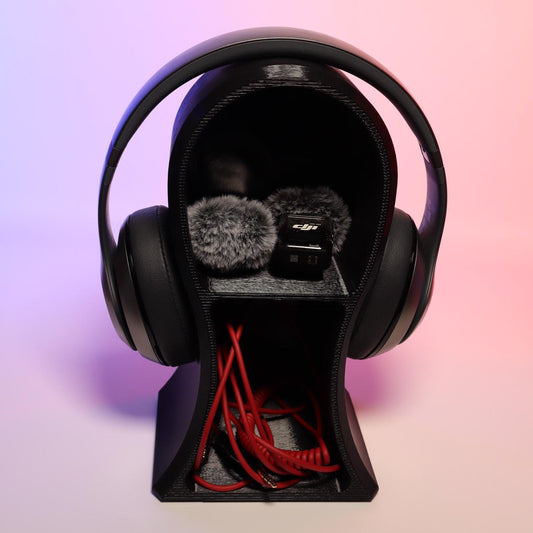 Headphone Stand with Storage Organizer Gaming Accessory Desk Storage Headset Holder Space-Saving Design Perfect Gift for Gamers and Students
