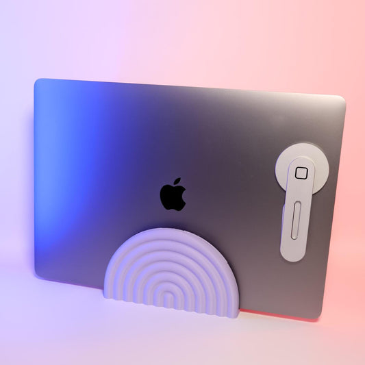 Rainbow Vertical Laptop Stand Colorful Desk Accessory Space-Saving Laptop Holder Modern Office Decor Unique Gift for Tech Lovers