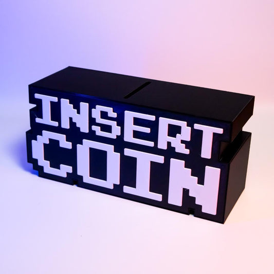 Insert Coin Piggy Bank Retro Arcade-Themed Savings Bank Fun Desk Decor Perfect Gift for Gamers Unique Coin Holder Nostalgic Gaming Accent